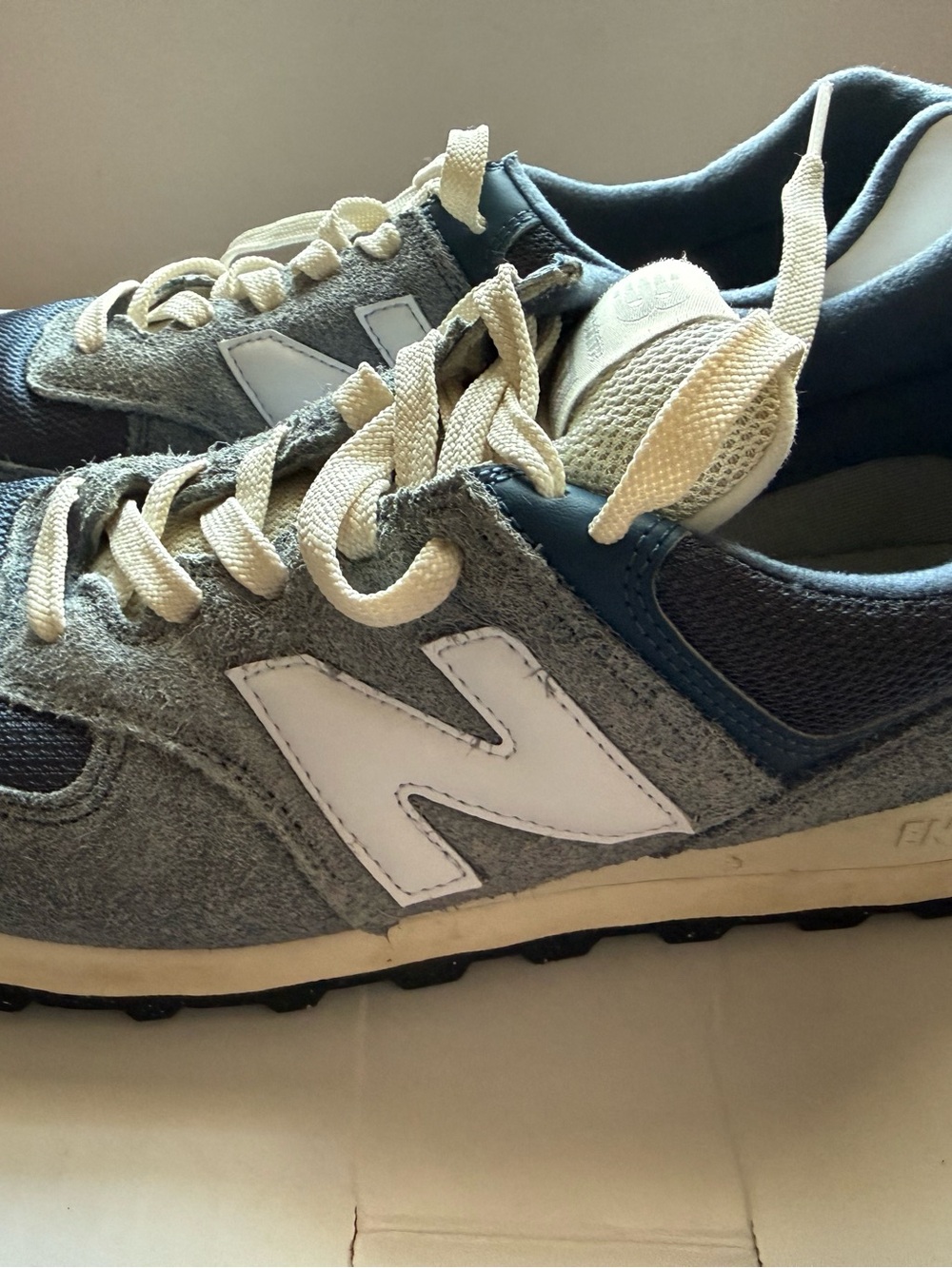 New Balance Gray & Navy Wool Sneakers with White N Logo
